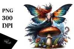 Gothic Fairy on Mushroom PNG Product Image 1
