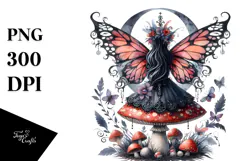 Creative Gothic Fairy on Mushroom PNG Product Image 1