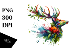 Vibrant Watercolor Deer, 20 oz Tumbler PNG Product Image 1