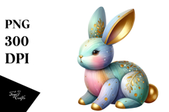 Colorful Pastel Bunny Made of Wood, PNG Product Image 1
