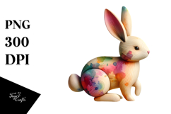 Colorful Bunny Made of Wood, PNG Product Image 1
