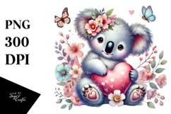 Adorned Koala on Flower Heart PNG Product Image 1