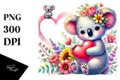 Adorned Koala on Flower Heart PNG Product Image 1