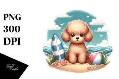 Cute Poodle at the Beach, 20 oz Tumbler Product Image 1