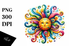 Colorful Wimsicall Sun | Sublimation | Clipart Product Image 1