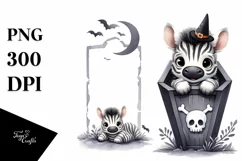 Cute Baby Zebra in Coffin, High-Quality PNG Product Image 3