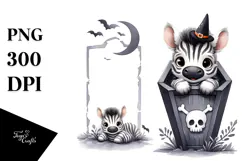 Cute Baby Zebra in Coffin, High-Quality PNG Product Image 1
