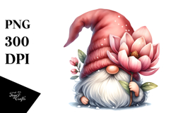 Cute Magnolia Garden Gnome PNG Product Image 1