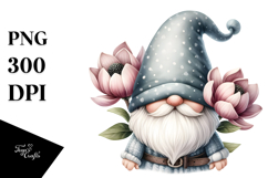 Cute GNOME with Magnolia PNG Product Image 1