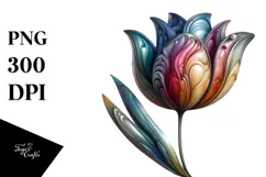 Abstract Glossy Tulip Made of Material PNG Product Image 1