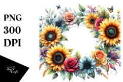Colorful Abstract Sunflower Frame PNG Product Image 1