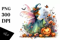 Halloween Fairy Drawing Vibrant Scenery Clipart Product Image 3