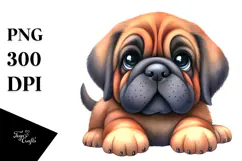 Happy Cartoon Mastiff PNG Product Image 1