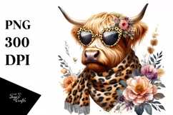 Elegant Highland Cow Animal Print Scarf Sunglasses | Product Image 1