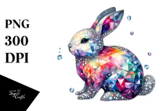 Colorful Bunny Made of Diamonds, PNG Product Image 1