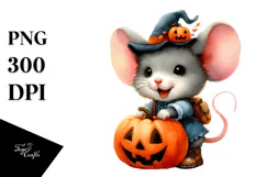Cute Baby Mouse Halloween Pumpkins Clipart Product Image 1