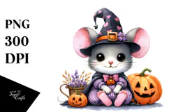 Cute Baby Mouse Halloween Pumpkins Clipart Product Image 1