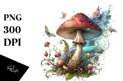 Magical Mushroom Watercolor Splash PNG Product Image 3