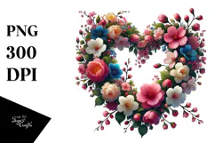 Colorful Heart with Spring Flowers PNG Product Image 1