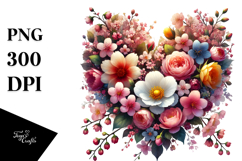 Colorful Heart with Spring Flowers PNG Product Image 1
