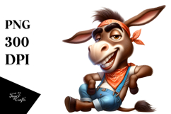 Goofy Donkey with Bandana, Watercolor PNG Product Image 1