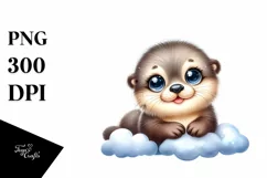 Colorful Sea Otter with Stars and Clouds | Sublimation | Product Image 3