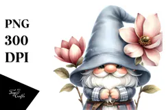 Cute Magnolia Garden Gnome PNG Product Image 1
