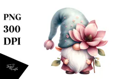 Cute Magnolia Garden Gnome PNG Product Image 1