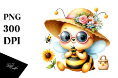 Cute Baby Bee with Cool Haircut, High-Resolution PNG Product Image 1