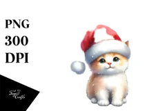 Vibrant Cat with Santa Hat, High-Res PNG Product Image 1