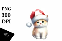 Vibrant Cat with Santa Hat, High-Res PNG Product Image 1