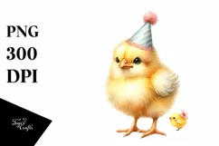 Cute Baby Chicken with Party Hat PNG Product Image 3