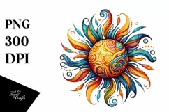 Vibrant Sun Watercolor | Sublimation | Clipart Product Image 3