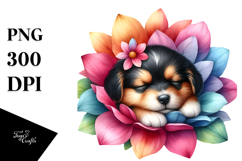 Colorful Sleeping Puppy PNG Product Image 1