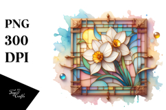Small Stained Daffodil Frame PNG Product Image 1