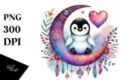 Baby Penguin on Half Moon PNG Product Image 1