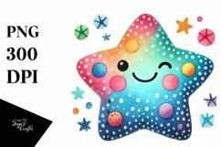 Very Simple Colorful Smiling Star PNG Product Image 1
