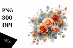 Colorfull Washed Watercolor Orange Rose | Sublimation Product Image 1