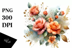 Colorfull Washed Watercolor Orange Rose | Sublimation Product Image 3