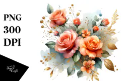 Colorfull Washed Watercolor Orange Rose | Sublimation Product Image 1