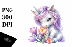 Cute Baby Unicorn Crocus | Sublimation Clipart Product Image 1