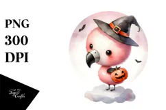 Cute Flamingo on Cloud Halloween PNG Product Image 1