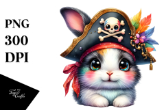 Vibrant Cute Rabbit with Pirate Hat, PNG Product Image 1