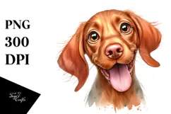 Cute Vizsla with Big Eyes, PNG Product Image 1