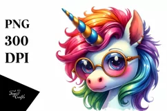 Cute Unicorn with Cool Haircut PNG Product Image 3