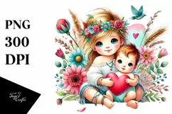 Cute Baby on Flower, PNG Product Image 1