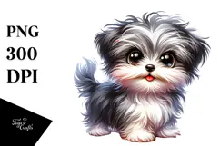 Happy Havanese Puppy, Watercolor PNG Product Image 1