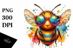 Colorful Bee with Paint-like Colors | Clipart Product Image 1