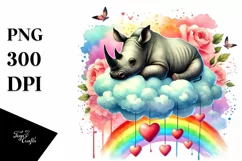 Colorful Rhino on Cloud, Transparent PNG Product Image 1