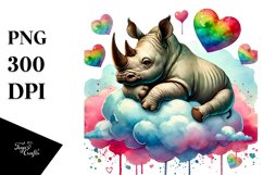 Colorful Rhino on Cloud, Transparent PNG Product Image 1